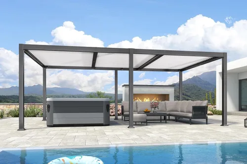 Vista 18 de PURPLE LEAF - Pergola con listones de 11 x 18 pies, marco de aluminio blanco para patios