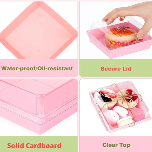 Vista 5 de Paquete de 50 cajas de charcutería con tapas transparentes, mini caja de charcutería de 5 pulgadas, cajas de panadería, cajas de postre, recipientes