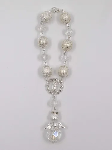 Vista 2 de 12 Bautismo Ángel Blanco Favores Pulsera Fiesta Favores Bautizo Recuerdos Angel Pulsera Plata
