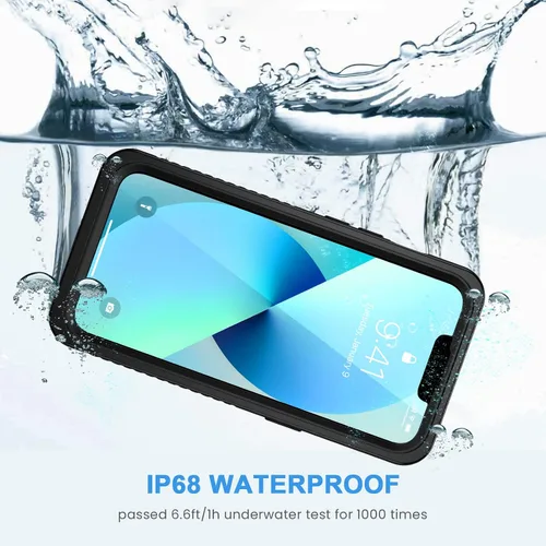 Vista 2 de Lanhiem Funda para iPhone 13 Mini, IP68, impermeable, a prueba de polvo, a prueba de golpes, con protector de pantalla integrado, cuerpo completo