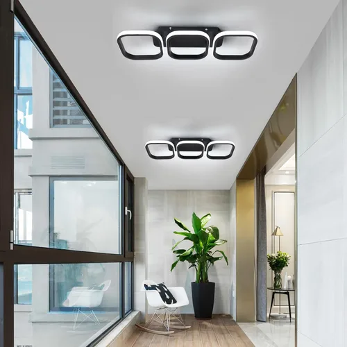 Vista 2 de Lámpara de techo cuadrada LED moderna - 33 W, 6000 K blanco frío, montaje empotrado para cocina, sala de estar, dormitorio y pasillo