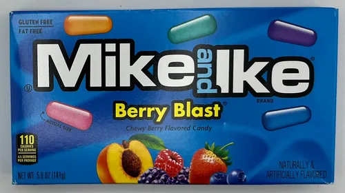 Vista 4 de Paquete variado de 7 caramelos Mike and Ike - Incluye 5 cajas de teatro y 2 mini cajas- Mike e Ike Sour Mega Mix, Original, Tropical Typhoon, Berry