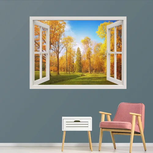 Vista 13 de IDEA4WALL Murales de pared para dormitorio, vista de ventana falsa, bosque, papel tapiz extraíble, calcomanías de pared para despegar y pegar, 24 x