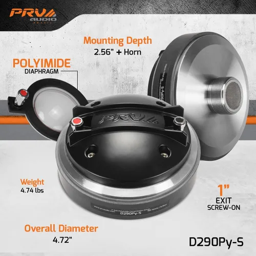 Vista 4 de PRV AUDIO D290Py-S 180 Watts 1" Pro Audio atornillado controlador de compresión 8 ohmios (individual)