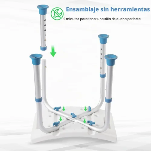 Vista 6 de Silla de ducha FSA/HSA elegible para ducha interior, taburete de ducha para interior de bañera, asiento de ducha de montaje sin herramientas