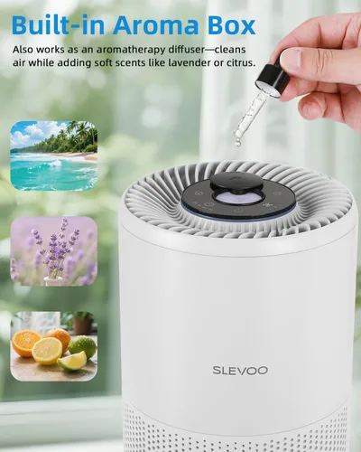 Vista 7 de Purificador de aire Slevoo para dormitorio hasta 1015 pies², alergias y pelo de mascotas, filtro 3-en-1 con purificador de aire HEPA, modo de sueño