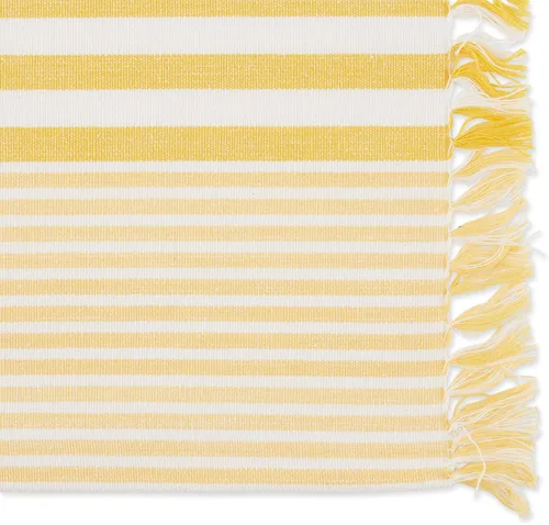 Vista 2 de DII Colección de mesa de cocina con rayas múltiples, juego de manteles individuales, 13x19, amarillo profundo, 6 piezas