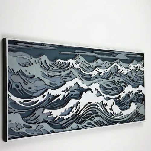 Vista 5 de NEODECO Decoración de pared de ondas de madera paramétrica, escultura de pared de madera 3D, arte de pared de madera de olas en el océano