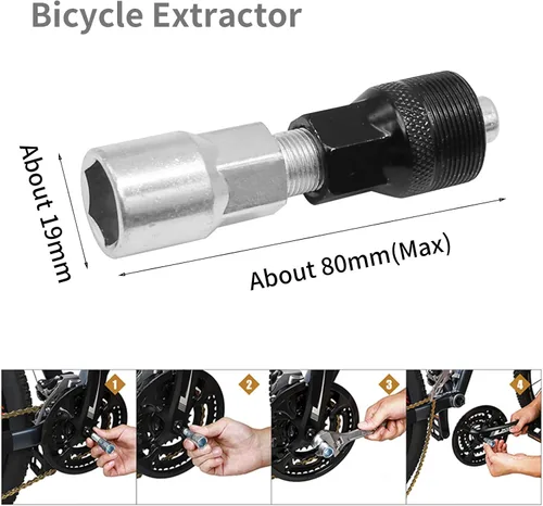 Vista 4 de Kit de herramientas de reparación de bicicletas de 6 piezas, herramienta de extracción de casete de bicicleta, herramientas de extracción