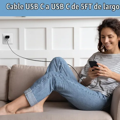 Vista 5 de Kit de cargador súper rápido tipo C, bloque de cargador de teléfono Android PD de 25 W PD USB C y cable de carga C de 5 pies, cable de carga rápida