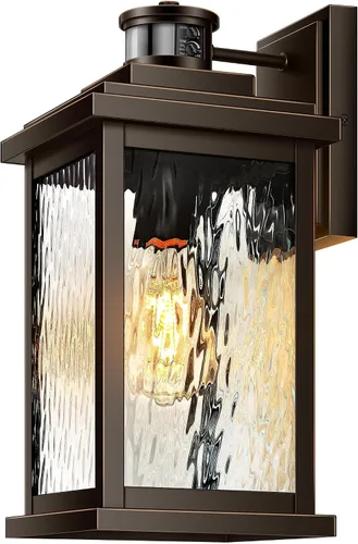 Vista 19 de VIANIS Luces para exteriores con sensor de movimiento, iluminación de anochecer a amanecer para casa, luces de grano de madera para garaje, farol