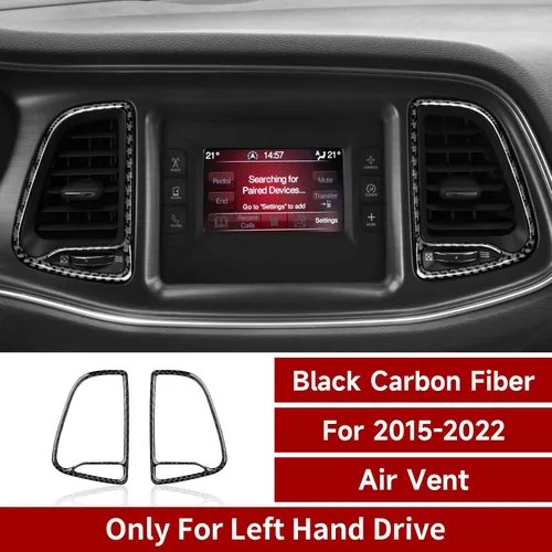 Vista 2 de Calcomanías de ventilación para consola central de automóvil, accesorios para Dodge Challenger 2015-2023, calcomanías interiores de fibra de carbono
