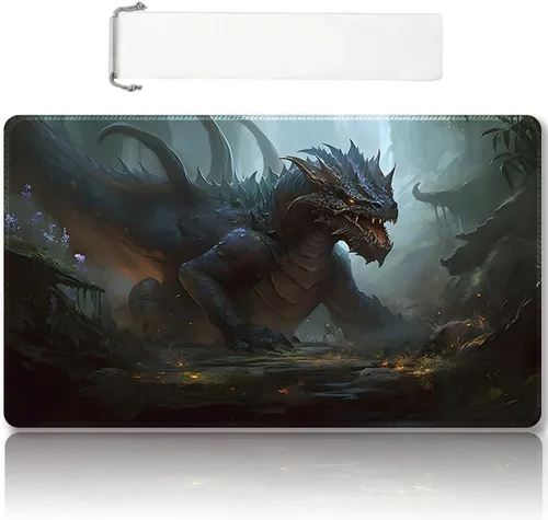 Vista 58 de DAUXID Tapete de Juego MTG Cosido Premium con Zonas y Respaldo de Goma Antideslizante, Tapete de Juego TCG para MTG y Otros Juegos de Cartas, Diseño