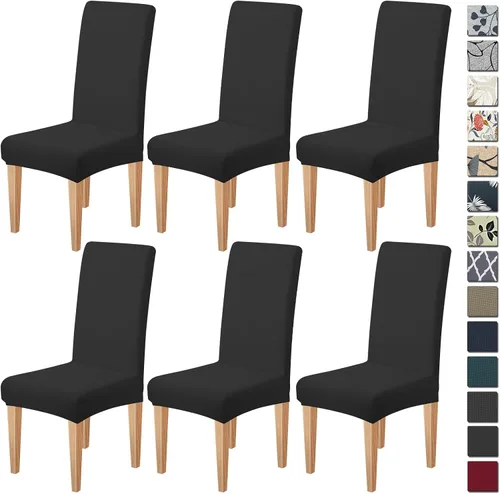 Vista 14 de Dioxide Fundas de Silla de Alto Estirar para Sillas de Comedor, Juego de Fundas de Silla de Comedor Lavables de 4, Fundas de Asiento de Silla