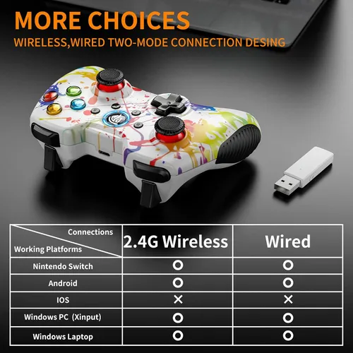 Vista 5 de EasySMX - Controlador inalámbrico para juegos para Windows 7, 8, 10, 11 PCPS3AndroidSwitchSteam Deck, controlador de juegos de computadora de doble