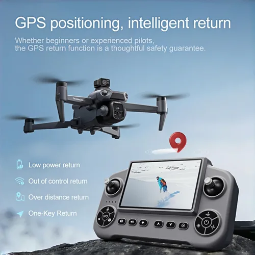 Vista 6 de Drone GPS con cámara 8K para adultos, evita obstáculos, controlador de pantalla grande 5G, sígueme, 3 baterías 75 minutos de tiempo de vuelo, zoom