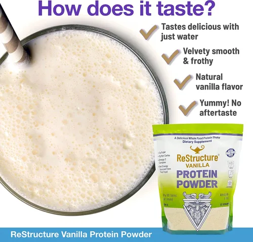 Vista 4 de RnA ReSet - Proteína en polvo ReStructure, Keto, Fórmula Paleo, 1G de azúcar, 1G de carbohidratos netos, solo 80 calorías por porción. Vainilla