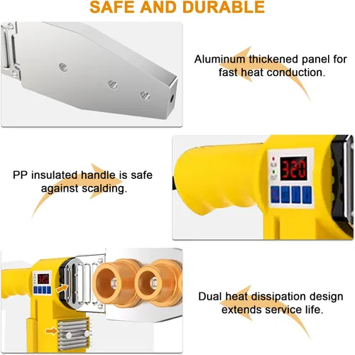 Vista 3 de JIAWANSHUN Máquina de soldadura de tubos de plástico, soldador de tubería de agua de plástico de 110 V con 0.79, 0.98, 1.26, 1.57, 1.97, 2.46