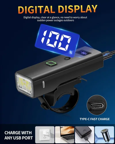Vista 6 de DARKBEAM Luz para bicicleta, faros delanteros de bicicleta superbrillantes de alta luminosidad USB recargable, luces de ciclismo impermeables de 4