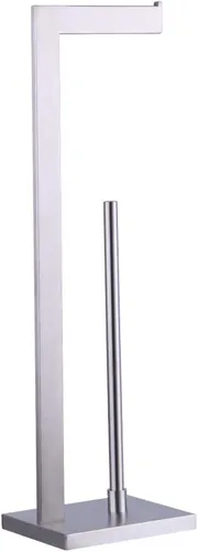 Vista 9 de Soporte para papel higiénico negro mate, soporte para rollo de papel higiénico con reserva de estante, organización portátil de almacenamiento
