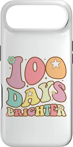 Vista 26 de 100 Days Brighter Happy 100th Day of School Groovy Kids Girl Case for iPhone XR