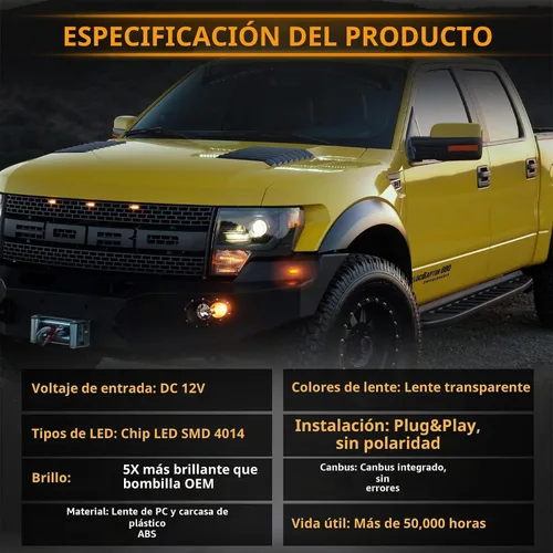 Vista 3 de POPMOTORZ Conjunto de Luces Marcadoras Laterales LED para Guardabarros, 2 Piezas de Luces Ámbar Delanteras para Ensanchadores de Guardabarros y 2