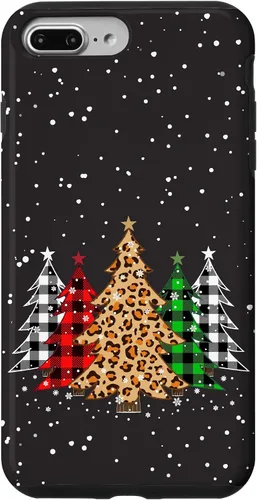 Vista 12 de Funda con diseño de árboles de Navidad con estampado de leopardo y cuadros para iPhone 16