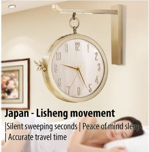 Vista 5 de Modern Double Sided Wall Clock Modern Simple Style Decor Wall Clock Non-Ticking Classic Digital Clock Interior Decoration Wall Art Decor Clock