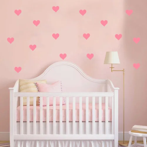 Vista 2 de Calcomanías de pared de corazón mate, 120 calcomanías estéticas de corazón de 2 pulgadas para decoración de guardería y habitación de niños
