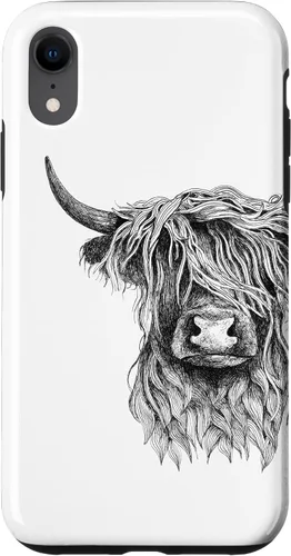 Vista 24 de iPhone 16 Highland Cow - Hand Drawn Illustration Case