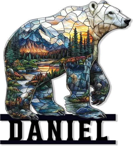 Vista 10 de Letrero de metal de oso personalizado, decoración de pared con nombre personalizado para cabaña, porche, patio, valla o habitación, regalos rústicos