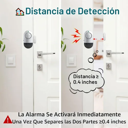 Vista 3 de Alarma de ventana de puerta de 120 DB para piscinas enterradas - Sistema de seguridad de piscina con imán Paquete de 4 gris plateado