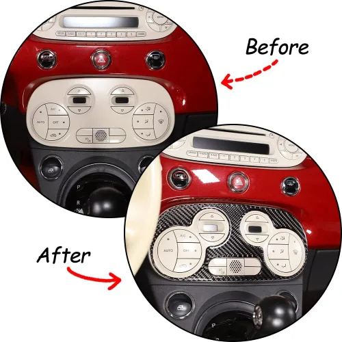Vista 3 de Adhesivo de fibra de carbono suave para el panel de interruptor de aire acondicionado de automóvil, compatible con Fiat 500, 2011, 2012, 2013, 2014