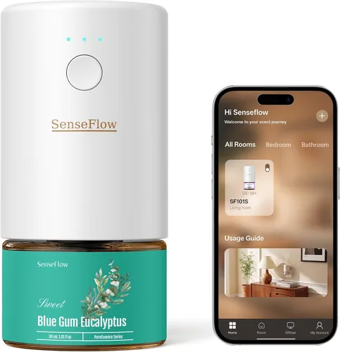 Vista 16 de Difusor de aceite esencial para el hogar, difusor inteligente de aromaterapia sin agua SF101S Pro, aroma de habitación con temporizador y aroma