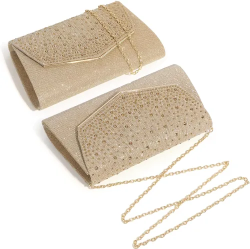 Vista 3 de Bolsos de noche para mujer, con lentejuelas con purpurina, monederos de mano para mujer, de cristal brillante, falp, formal, boda, fiesta, baile