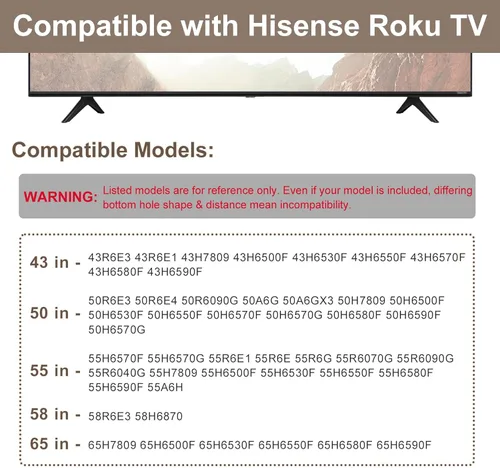 Vista 3 de Soporte base de TV para patas de TV Hisense, patas de soporte de TV para Hisense Smart TV Stand 50A6G 50A6GX3 43R6E3 43R6E1 43H6530F 55R6E1 55R6G