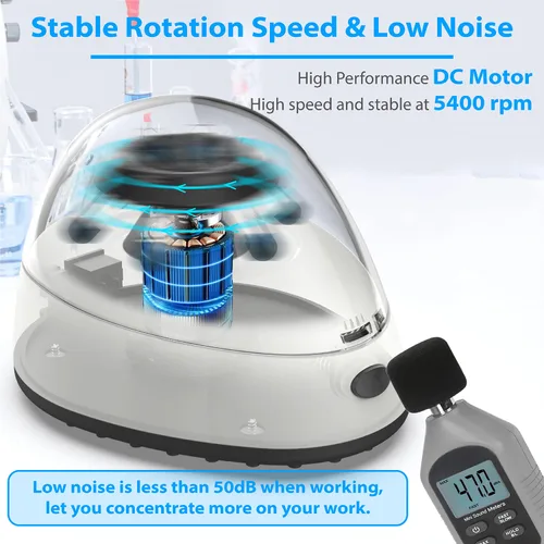 Vista 5 de FOUR E'S SCIENTIFIC Mini centrífuga 5400rpm, 2000 x g RCF con 2 rotores intercambiables para capacidad de tubo de 0.2/0.5/1.5/2 mL - NO