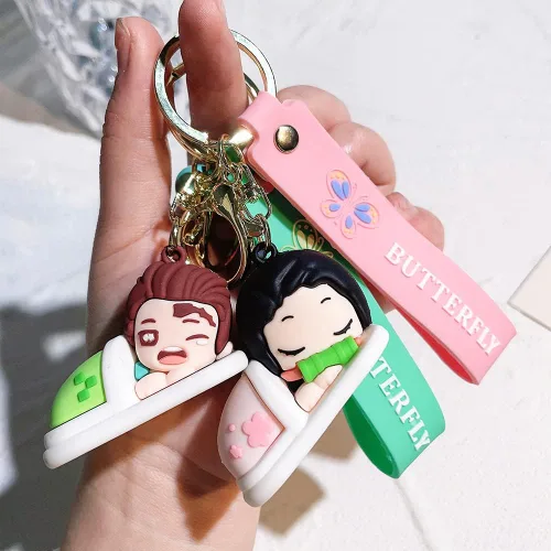 Vista 3 de Llavero de anime Demon Slaye kimetsu no yaiba manga Kamado Tanjirou, Nezuko, Zenitsu, Inosuke, regalo para hombres y mujeres, Varios