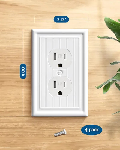 Vista 8 de DEWENWILS Paquete de 4 tapas blancas para enchufes y placas de interruptores, placas decorativas de pared de metal para interruptores de luz y tomas