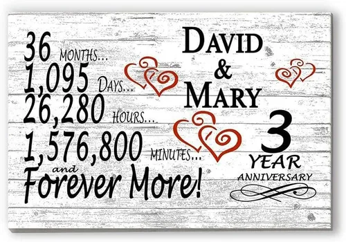 Vista 15 de Letrero personalizado de aniversario de 1 año, regalo de primer aniversario de boda, regalo para días de pareja, minutos, años, madera maciza, 16.5