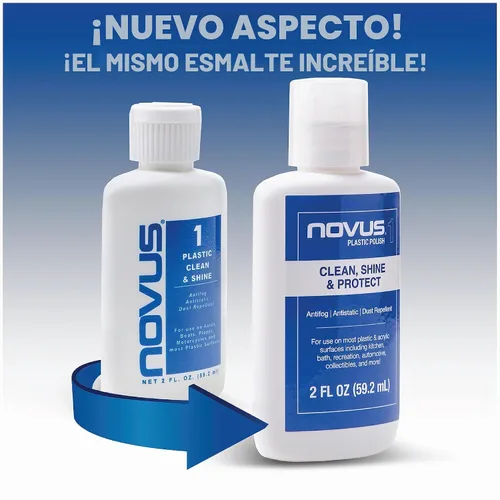 Vista 4 de NOVUS 7026 Plastic Clean & Shine #1 Botella de 2 onzas #1 Limpieza y brillo de plástico