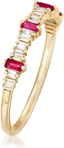 Vista 3 de Ross-Simons 0.14 ct. t.w. Diamond and .10 ct. t.w. Ruby Stackable Ring in 14kt Yellow Gold