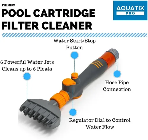 Vista 3 de Aquatix Pro Limpiador Premium de Cartucho de Filtro de Piscina y Spa, Elimina Restos y Suciedad de los Filtros de Piscina en Segundos, Limpiador