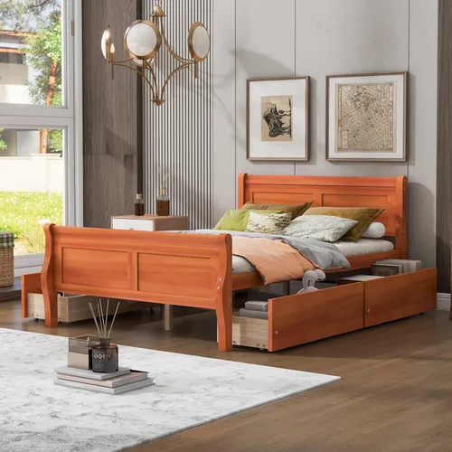 Vista 13 de Cama de plataforma de madera de tamaño individual con cabecera en forma de casa, soporte de listones de madera, para dormitorio de niños, niñas