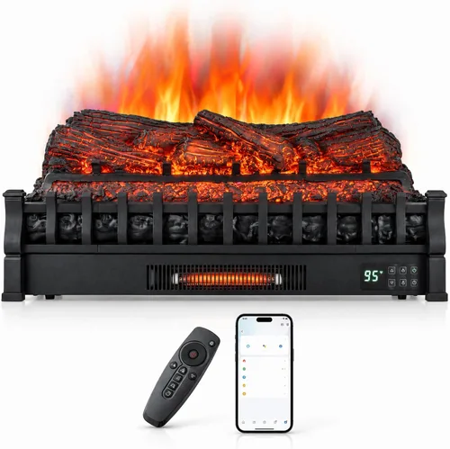 Vista 12 de COSTWAY Juego de troncos para chimenea eléctrica de 26 pulgadas con llama