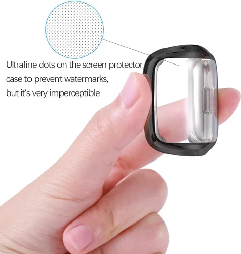 Vista 4 de Wepro Funda protectora de pantalla compatible con reloj inteligente Fitbit Versa 2, paquete de 3 fundas de TPU suave chapado en poliuretano