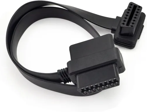 Vista 2 de Cable divisor OBD2 de 20 pulgadas/19.7 in, OBD-II, 16 pines, hembra a macho/hembra, conector de extensión de cable plano, cable de diagnóstico