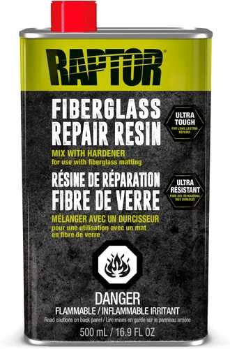Vista 2 de Kit de reparación de fibra de vidrio RAPTOR, ultra resistente, para reparaciones duraderas en agujeros, rajas y grietas, kit de reparación automotriz