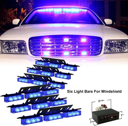 Vista 2 de 54 luces LED estroboscópicas intermitentes de uso de advertencia de emergencia para vehículo de emergencia para rejilla de tablero de parabrisas Azul