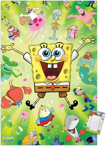Vista 19 de Trends International Nickelodeon Bob Esponja - Póster de pared de explosión, 14.725 x 22.375 pulgadas, versión enmarcada de madera de granero